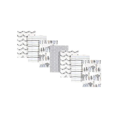 Baby Vision - 7Pk Hudson Baby Unisex Baby Cotton Flannel Burp Cloths, Royal Safari Image 1