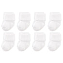 Baby Vision 8Pk Baby Newborn and Baby Terry Socks White Image 2