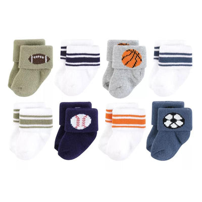 Baby Vision 8Pk Infant Boys Cotton Rich Newborn & Terry Socks Image 1