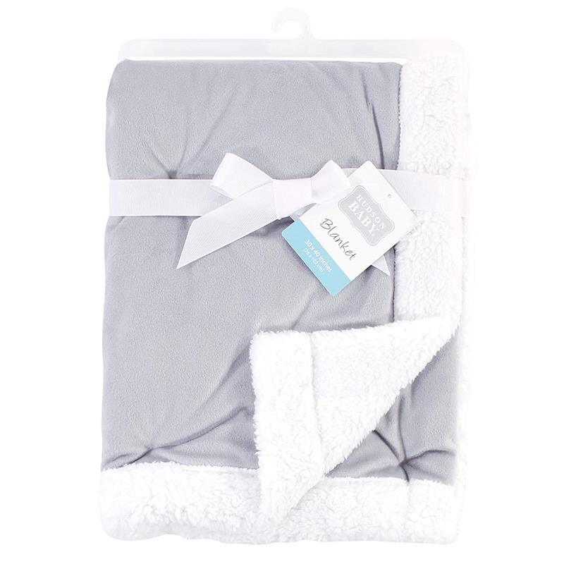 Baby Vision Blanket with Sherpa Back, Gray/White Image 3