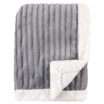 Baby Vision Corduroy Blanket with Sherpa Backing and Trim, Gray Image 1