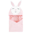 Baby Vision - Hudson Baby Cotton Animal Face Hooded Towel, Pink Bunny Image 1