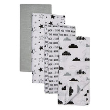 Baby Vision - Hudson Baby Cotton Flannel Burp Cloths, Moon & Back Image 1