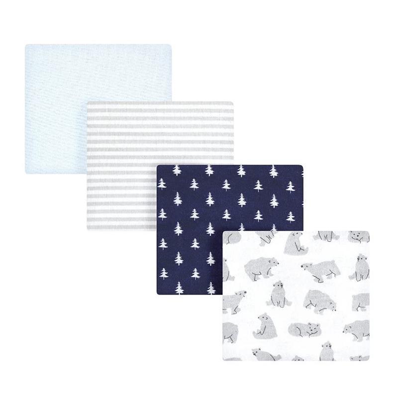 Baby Vision - Hudson Baby Cotton Flannel Receiving Blankets, Bear Poses Image 1
