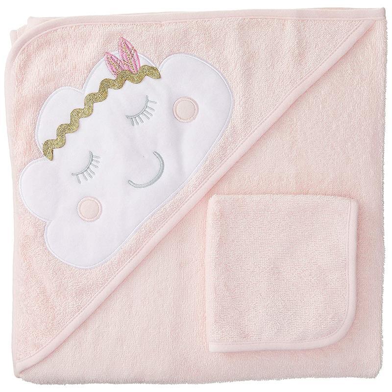Baby Vision - Hudson Baby Cotton Hooded Towel and Washcloth, Boho Cloud Image 1