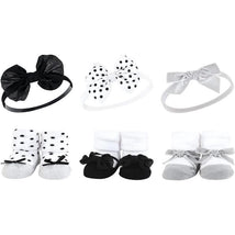 Baby Vision - Hudson Baby Girl's Headband and Socks Giftset, Black/Silver Image 1