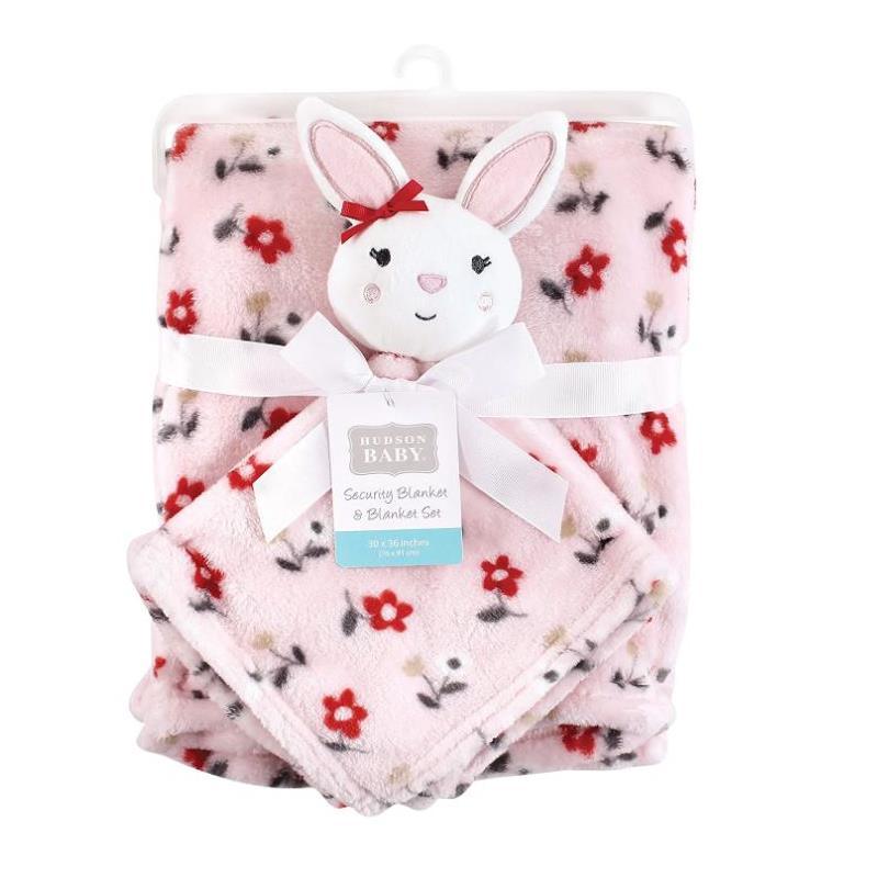 Baby Vision - Hudson Baby Plush Blanket with Security Blanket, Floral Bunny Image 3
