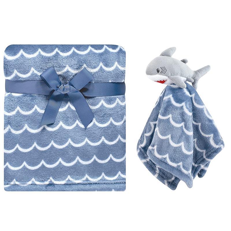 Baby Vision - Hudson Baby Plush Blanket with Security Blanket, Shark Image 1