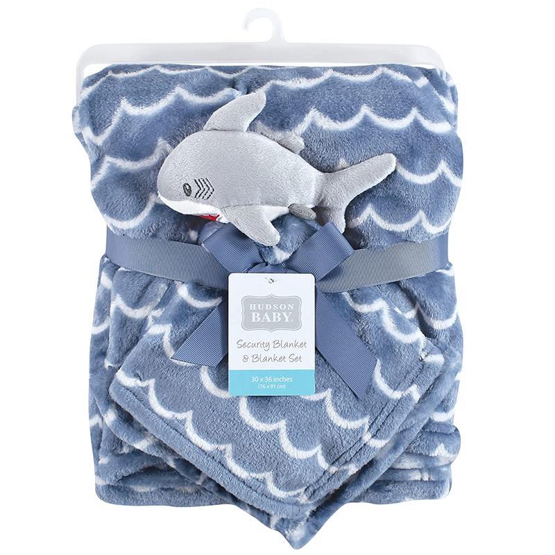 Baby Vision - Hudson Baby Plush Blanket with Security Blanket, Shark Image 7