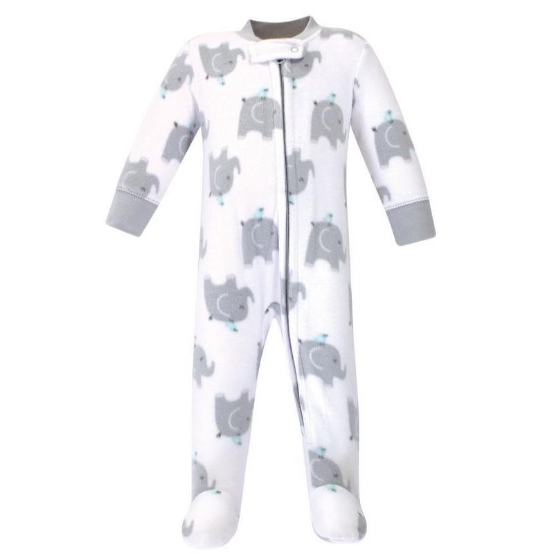Baby Vision - Hudson Baby Unisex 2Pk Fleece Zipper Sleep & Play, Elephants Image 3