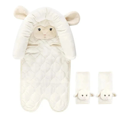 Baby Vision Hudson Baby car seat insert and strap covers in lamb design, featuring soft, quilted fabric and cute ear details.