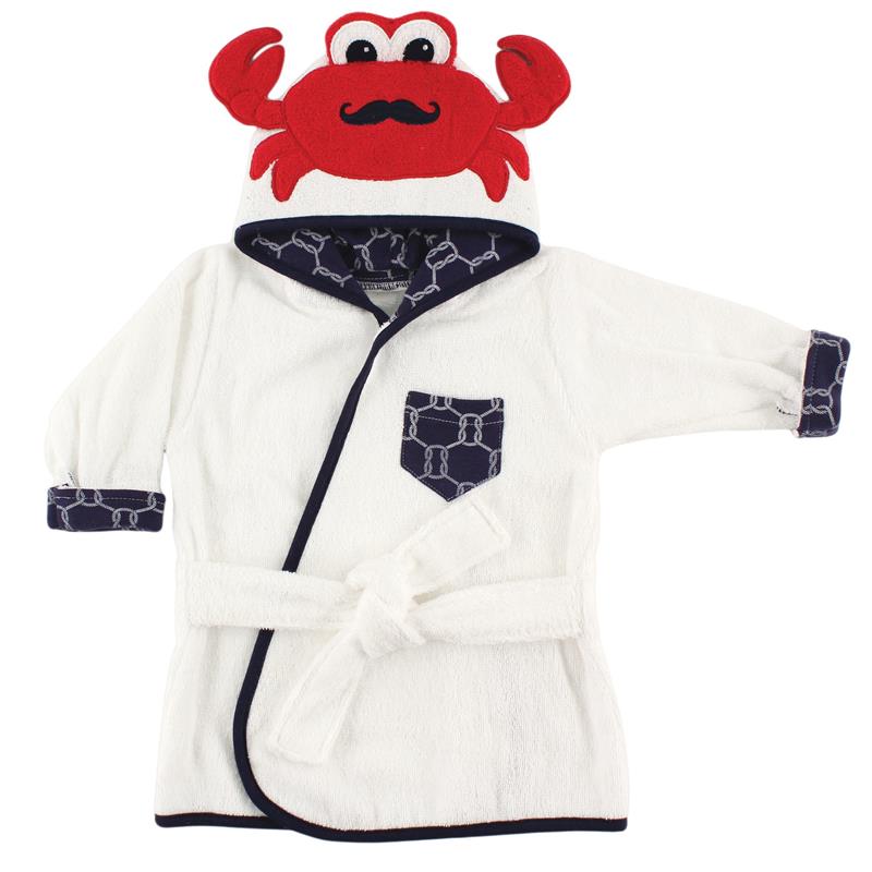 Baby Vision - Hudson Baby Unisex Baby Cotton Animal Face Bathrobe, Mr. Crab, One Size Image 3