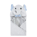 Baby Vision - Hudson Baby Unisex Baby Cotton Animal Face Hooded Towel, Blue Dots Gray Elephant, One Size Image 1