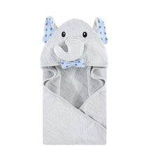 Baby Vision - Hudson Baby Unisex Baby Cotton Animal Face Hooded Towel, Blue Dots Gray Elephant, One Size Image 1