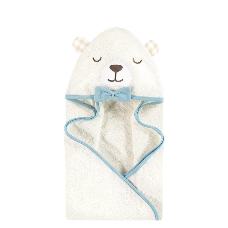 Baby Vision - Hudson Baby Unisex Baby Cotton Animal Face Hooded Towel, Gingham Bear Boy, One Size Image 1