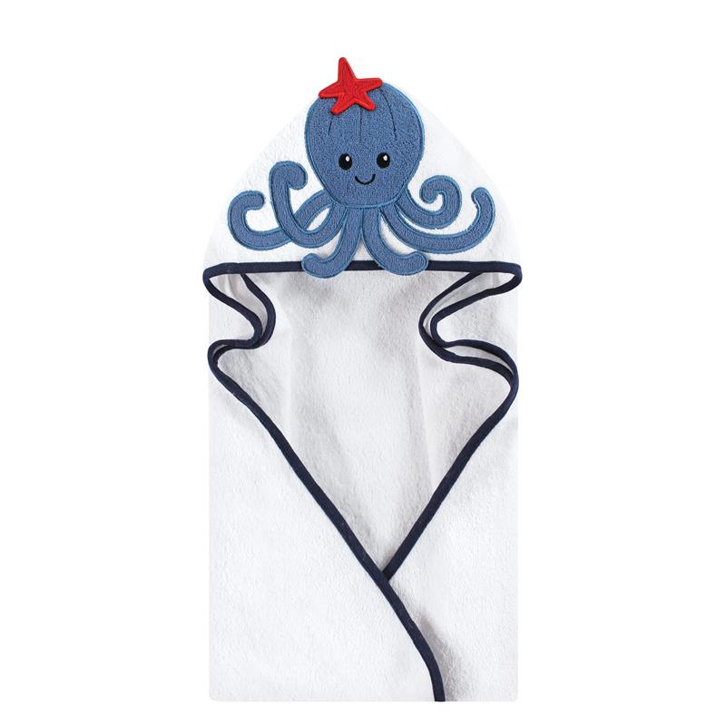 Baby Vision - Hudson Baby Unisex Baby Cotton Animal Face Hooded Towel, Octopus, One Size Image 1
