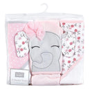 Baby Vision - Hudson Baby Unisex Baby Cotton Rich Hooded Towels, Floral Pretty Elephant, One Size Image 2