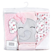 Baby Vision - Hudson Baby Unisex Baby Cotton Rich Hooded Towels, Floral Pretty Elephant, One Size Image 2