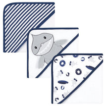 Baby Vision - Hudson Baby Unisex Baby Cotton Rich Hooded Towels, Gray Shark, One Size Image 2