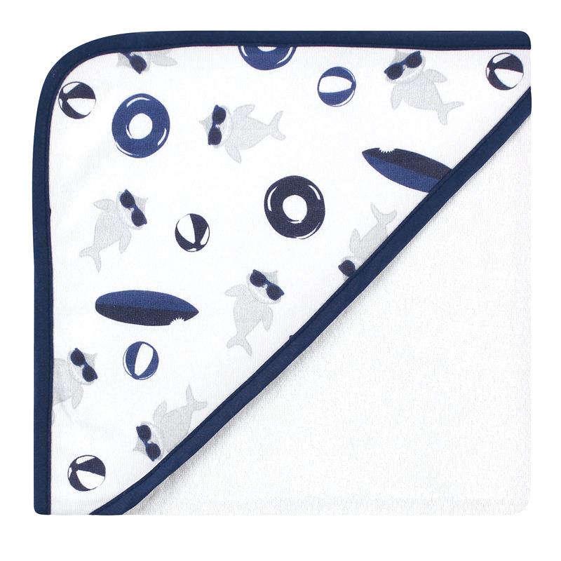 Baby Vision - Hudson Baby Unisex Baby Cotton Rich Hooded Towels, Gray Shark, One Size Image 5