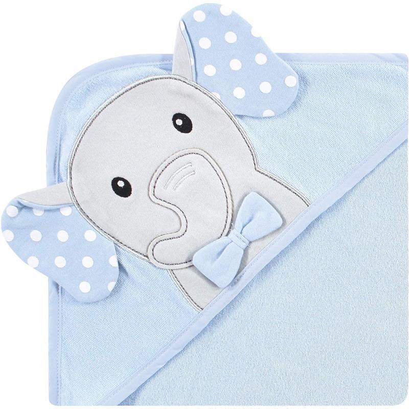 Baby Vision - Hudson Baby Unisex Baby Cotton Rich Hooded Towels, White Dots Gray Elephant Image 4