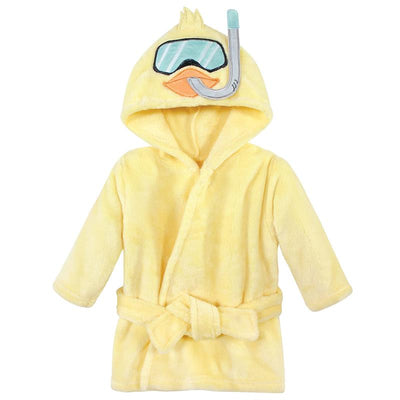 Baby Vision - Hudson Baby Unisex Baby Plush Animal Face Bathrobe, Scuba Duck Image 1