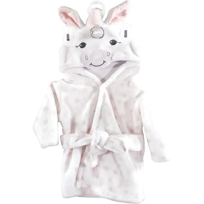Baby Vision - Hudson Baby Unisex Baby Plush Animal Face Bathrobe, White Unicorn Image 1