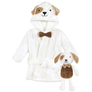 Baby Vision - Hudson Baby Unisex Baby Plush Bathrobe and Toy Set, Dog Image 1
