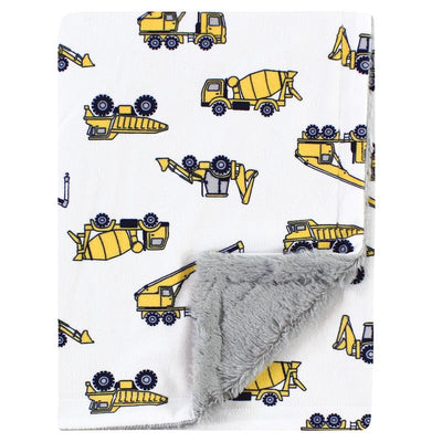 Baby Vision - Hudson Baby Unisex Baby Plush Blanket with Furry Binding and Back, Construction Image 1