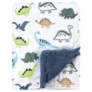 Baby Vision - Hudson Baby Unisex Baby Plush Mink and Sherpa Blanket, Dino Image 1