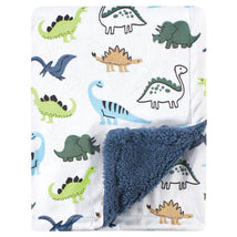 Baby Vision - Hudson Baby Unisex Baby Plush Mink and Sherpa Blanket, Dino Image 1