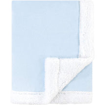Baby Vision - Hudson Baby Unisex Baby Plush Mink and Sherpa Blanket, Light Blue White Image 2