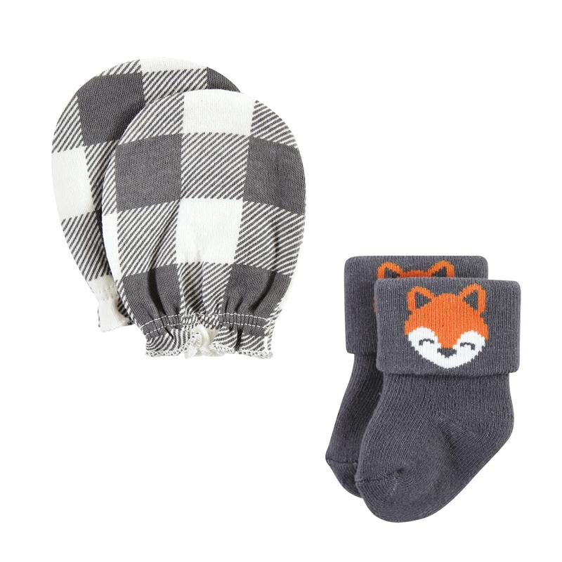 Baby Vision - Hudson Baby Unisex Baby Socks and Mittens Set, Woodland Boy, 0/6M Image 3