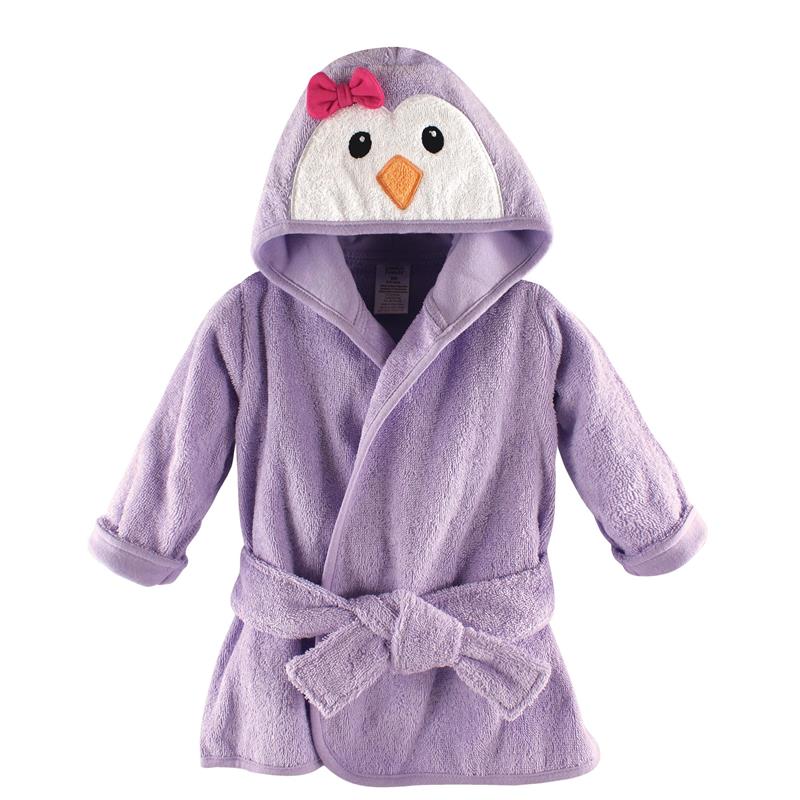 Baby Vision - Luvable Friends Unisex Baby Cotton Animal Face Bathrobe, Girl Penguin, One Size Image 2