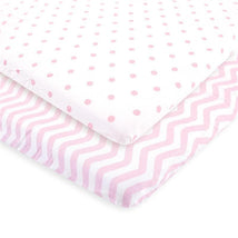 Baby Vision - Luvable Friends Unisex Baby Fitted Crib Sheet, Pink Chevron Dot Image 1