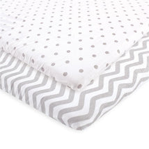 Baby Vision - Luvable Friends Unisex Baby Fitted Playard Sheet, Gray Chevron Dot Image 1