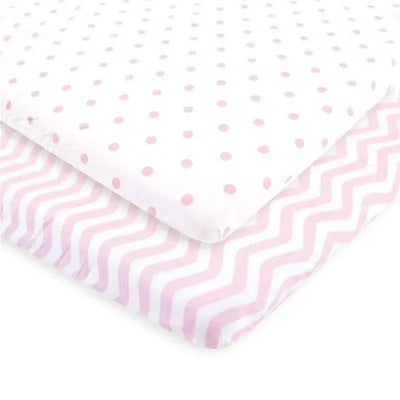 Baby Vision - Luvable Friends Unisex Baby Fitted Playard Sheet, Pink Chevron Dot Image 1