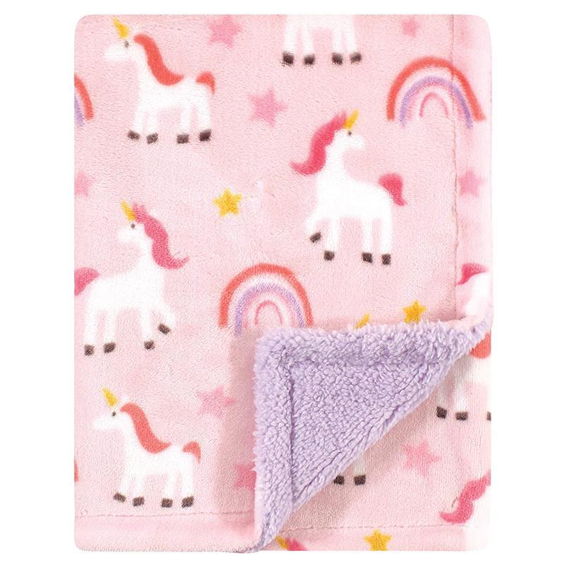 Baby Vision - Luvable Friends Unisex Baby Plush Blanket with Sherpa Back, Unicorn Image 1