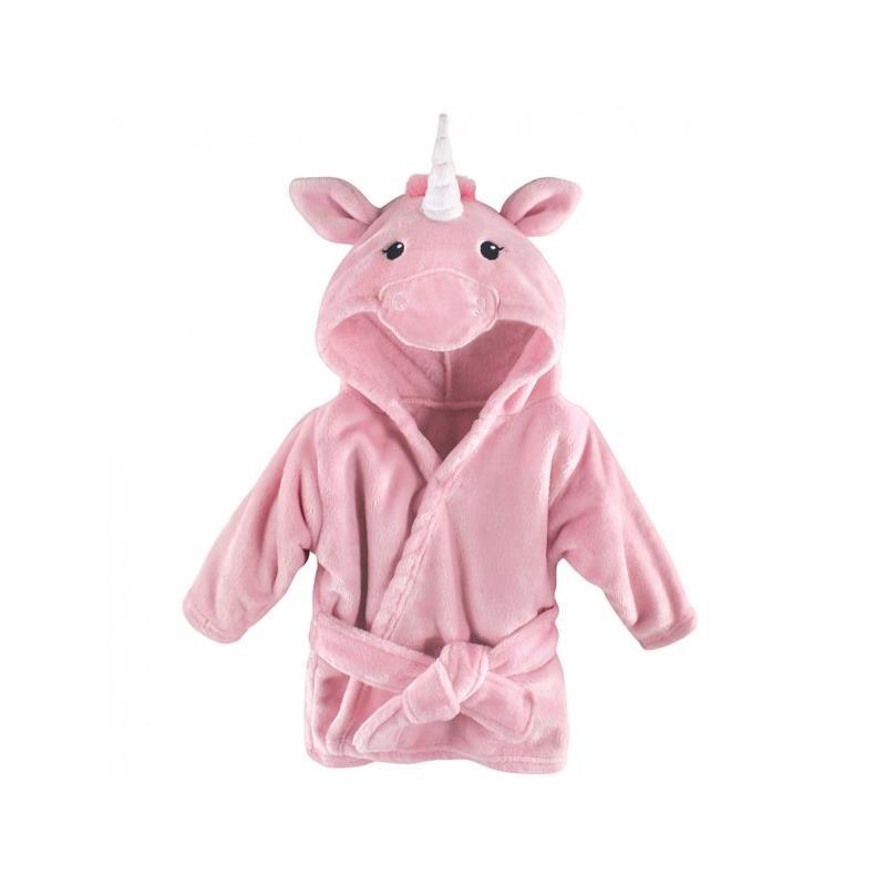 Baby Vision Plush Bathrobes 0-9M, Pink Unicorn Image 1