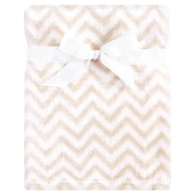Baby Vision Silky Plush Blanket, Tan Chevron Image 1