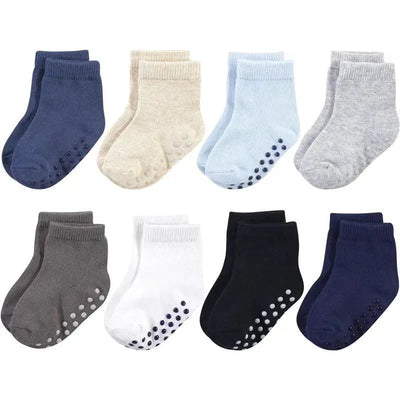 Baby Vision - Touched by Nature Baby Girls' Organic Cotton Socks, Solid Black Blue, 6-12M, 8Pk Image 1