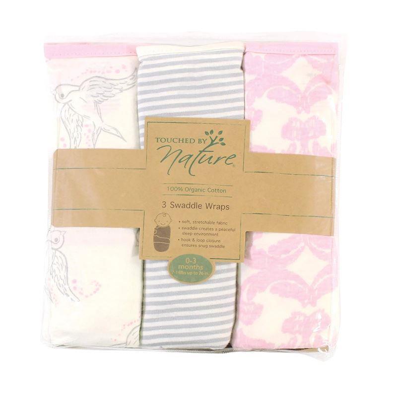 Baby Vision - Touched by Nature Baby Organic Cotton Swaddle Wraps, Bird, 0/3M Image 3