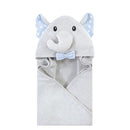 Baby Vision Unisex Baby Cotton Animal Face Hooded Towel, White Dots Gray Elephant, One Size Image 1