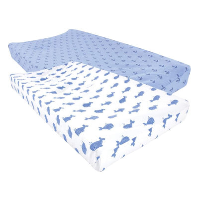Baby Vision Unisex Baby Cotton Changing Pad Cover, Blue Whale, One Size Image 1