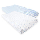 Baby Vision Unisex Baby Fitted Changing Pad Cover, Blue Chevron Stars, One Size Image 1