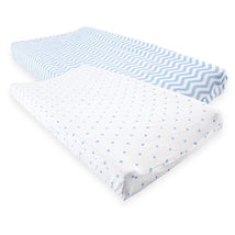 Baby Vision Unisex Baby Fitted Changing Pad Cover, Blue Chevron Stars, One Size Image 1