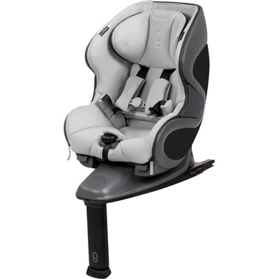 Classic convertible car seat in charcoal grey and glacier ice, featuring a secure harness and adjustable base.