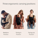 Babybjorn Baby Carrier Mini 3D Mesh in black, showing three ergonomic carrying positions for newborns and infants.