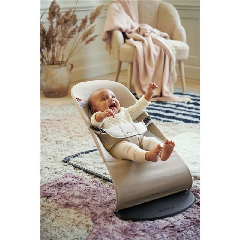 Babybjorn - Baby Bouncer Balance Soft Light Grey Frame Cotton/Jersey, Beige/Gray Image 7