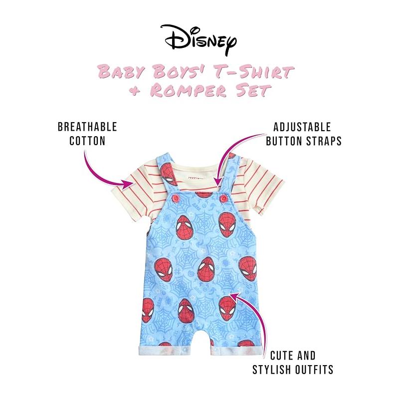 Babyfair 2Pk Disney Boy Overall & Shirt, Blue/Red, Spider Man Image 4